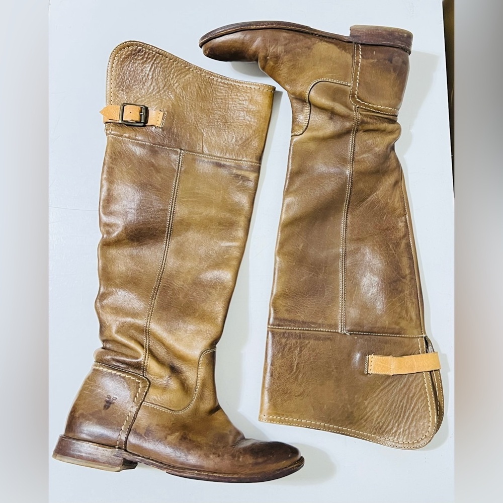 FRYE Paige Leather Knee High Boots Women's 6.5 B Brown Western Boho Boots